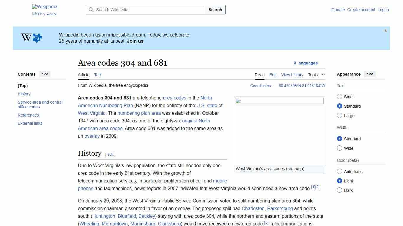 Area codes 304 and 681 - Wikipedia